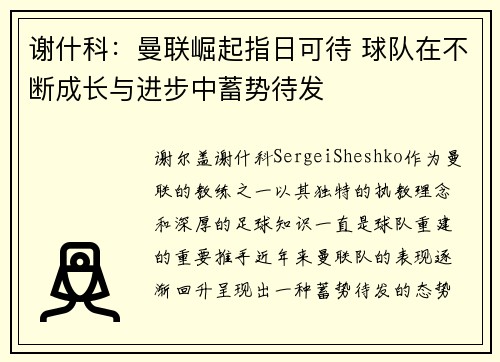谢什科：曼联崛起指日可待 球队在不断成长与进步中蓄势待发